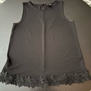 Ann Taylor Factory Black Tank Top with Lace Detail